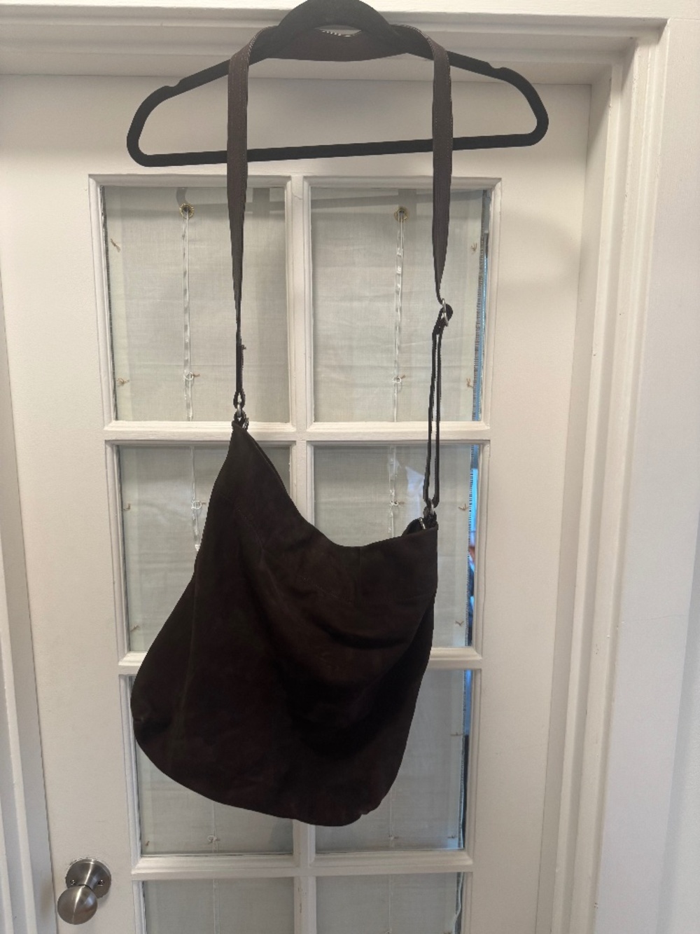 Rough & Tumble Dark Brown Suede Crossbody Hobo Bag